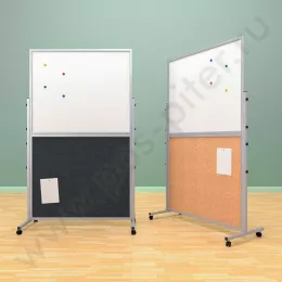 Магнитный комбинированный мобильный стенд, с двумя досками (ВхШ) 100х120 см