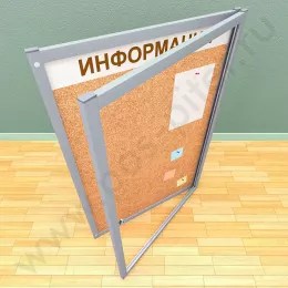 Пробковый информационный стенд с дверцей на 9 листов А4