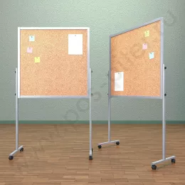 Напольный пробковый, разборный стенд, доска (ВхШ) 100х100 см. Ноги: АЛЮМИНИЙ