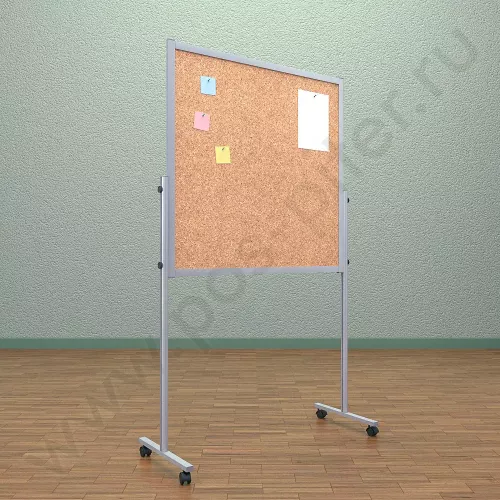 Напольный пробковый, разборный стенд, доска (ВхШ) 100х100 см. Ноги: АЛЮМИНИЙ