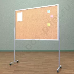 Напольный пробковый, разборный стенд, доска (ВхШ) 100х150 см. Ноги: АЛЮМИНИЙ