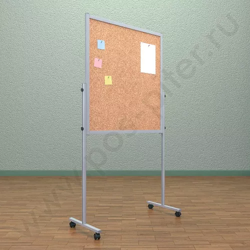 Напольный пробковый, разборный стенд, доска (ВхШ) 100х90 см. Ноги: АЛЮМИНИЙ