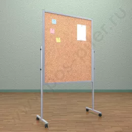 Напольный пробковый, разборный стенд, доска (ВхШ) 120х100 см. Ноги: АЛЮМИНИЙ