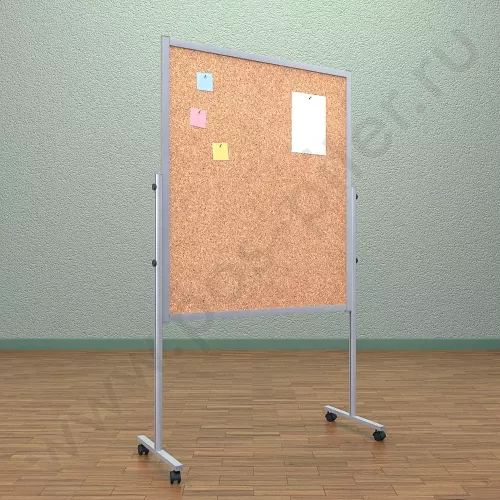 Напольный пробковый, разборный стенд, доска (ВхШ) 120х100 см. Ноги: АЛЮМИНИЙ