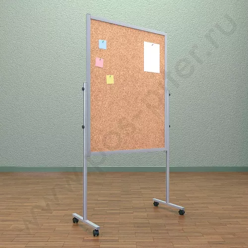 Напольный пробковый, разборный стенд, доска (ВхШ) 120х90 см. Ноги: АЛЮМИНИЙ