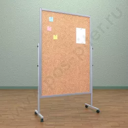 Напольный пробковый, разборный стенд, доска (ВхШ) 150х100 см. Ноги: АЛЮМИНИЙ
