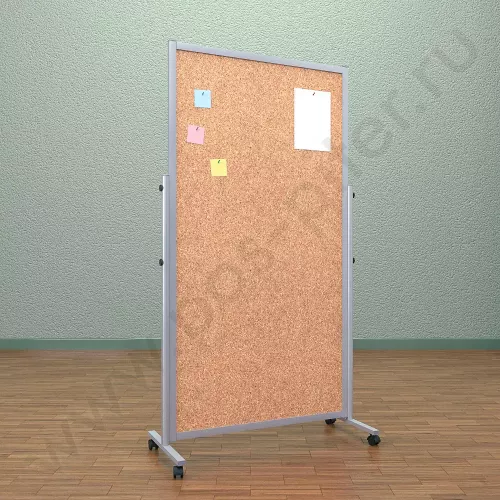 Напольный пробковый, разборный стенд, доска (ВхШ) 180х90 см. Ноги: АЛЮМИНИЙ