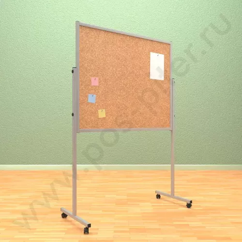 Напольный пробковый, разборный стенд, доска (ВхШ) 100х120 см. Ноги: МЕТАЛЛ