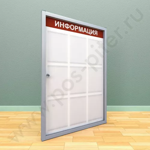 Уличный настенный стенд с дверцей, с карманами на 9 листов А-4